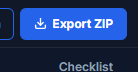 The Export ZIP button in the top bar